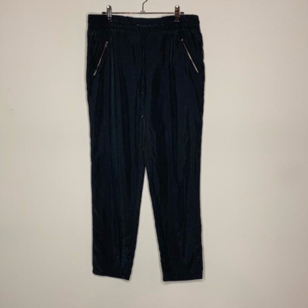 Forever 21 Womens Black Drawstring Jogger Pants with Zipper Pockets Size Large